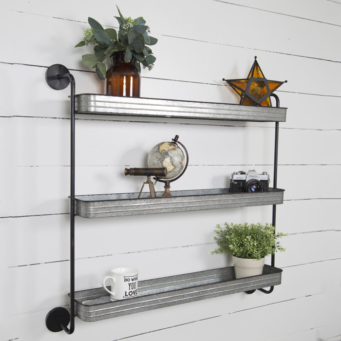 Coastal Farmhouse Malcolm Tier Galvanized Metal Wall Shelf & Reviews